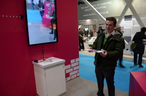 Visitor trying the Celotex augmented reality